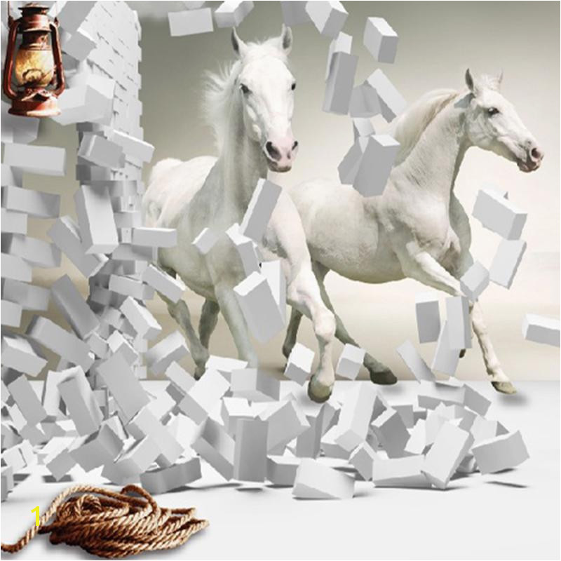 Wholesale 3d White Horse Wall Murals Wallpaper Canvas 3d Horse Custom Wall Paper Murals For Living Room Wallpaper Murals Wallpapers For Hd Wallpapers For