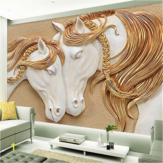 High Quality Custom Wallpaper 3D Stereo Embossed Horse Living Room TV Backdrop Wall Mural Art Painting Mural Wall Paper