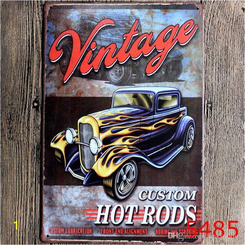 Hot Rod Wall Murals 2019 Vintage Car Retro Metal Tin Signs Retro Wall Decals Plaque Club