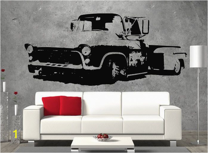 Rat Look Flat Bed Pickup Hot Rod Vintage Retro Rockabilly Sticker Wall Boys Room