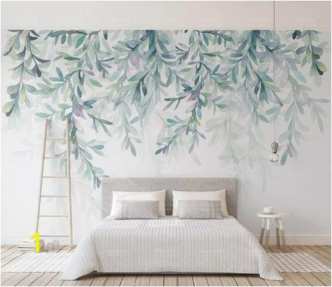 Watercolor Hanging Leaves Wallpaper Wall Mural Hanging Leaves Wall Murals Hand Painted Fresh Water