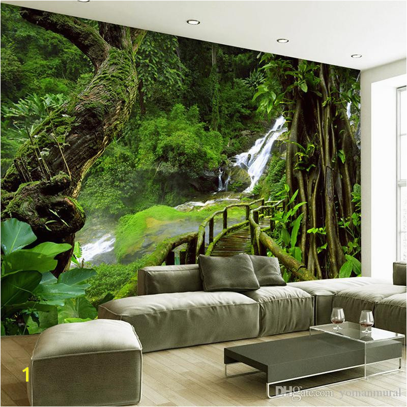 How to Make A Photo Into A Wall Mural Custom Wallpaper Murals 3d Hd Nature Green forest Trees Rocks