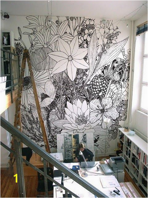 It would be neat to draw a picture and then blow it up on the wall and paint it wall drawings Charlotte Mann