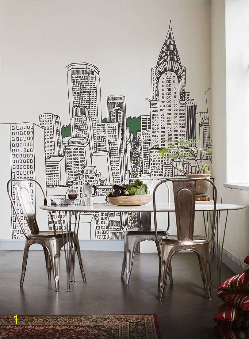 Maybe you could paint this city skyline on the wall with a Sharpie