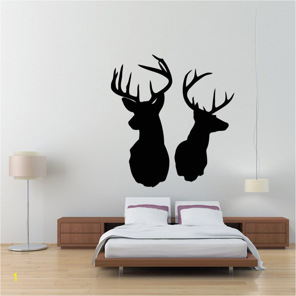 Buck Deer Head Mount Wall Decals Silhouette Dining Living bedroom Art Decor Man Cave Hunting