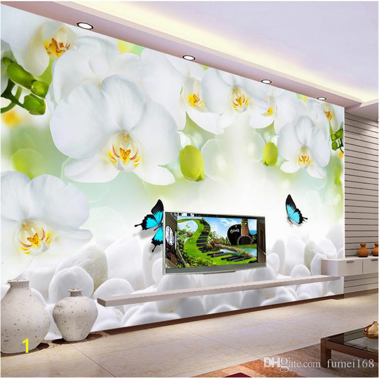 Modern Simple White Flowers Butterfly Wallpaper 3D Wall Mural Living Room TV Sofa Backdrop Wall Painting Classic Mural 3 D Wallpaper Popular