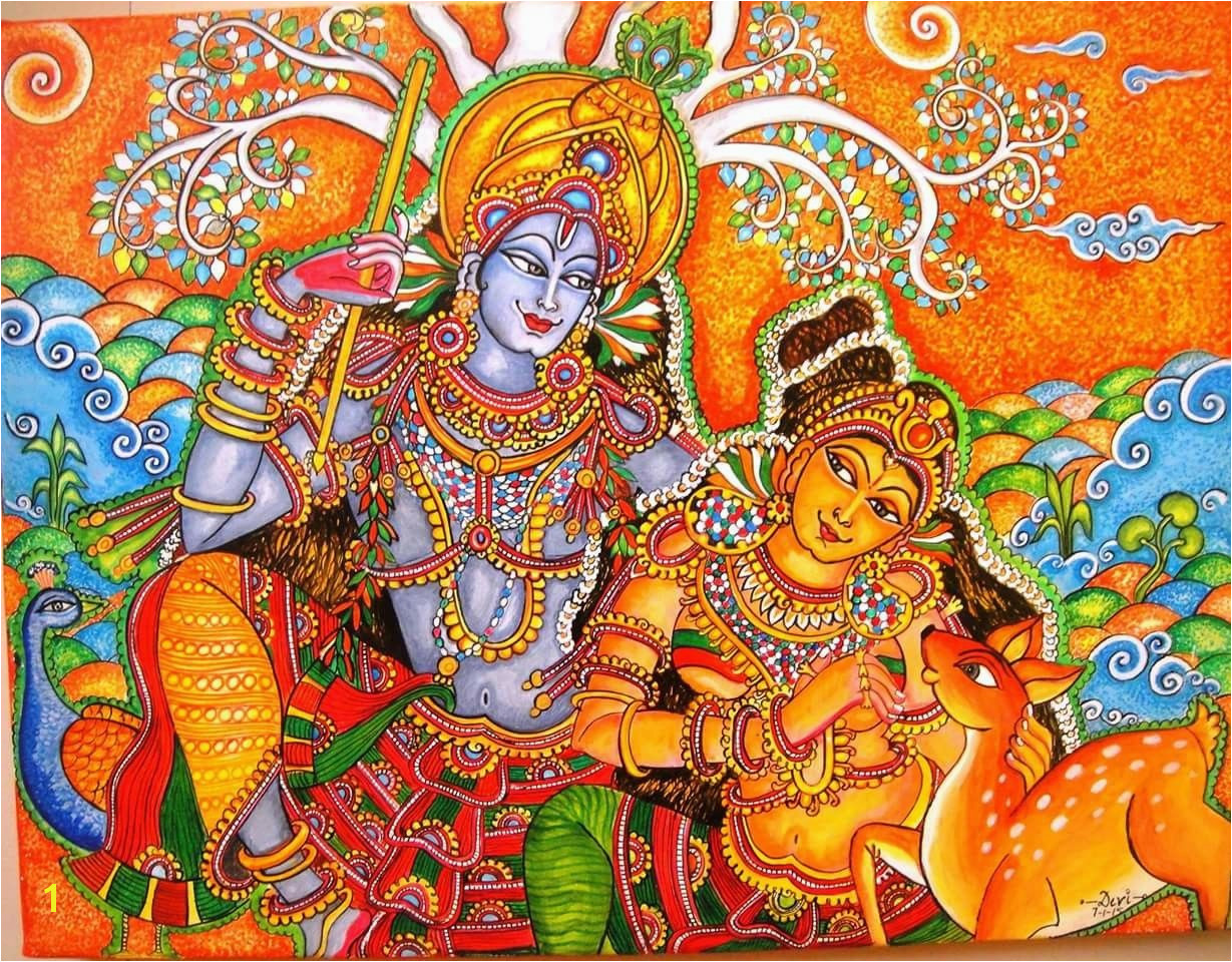 Kerala mural Krishna Art Radhe Krishna Krishna Painting Krishna Tanjore Painting