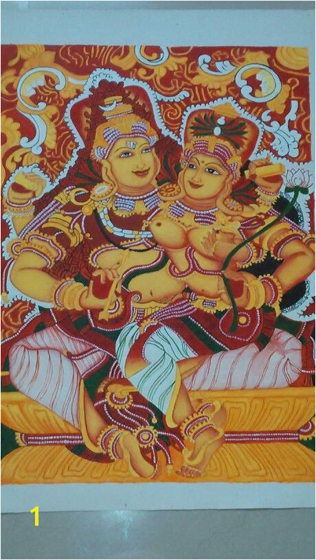 Indian Murals Paintings Kerala Mural Painting Lord Shiva and Parvathi by athira K S