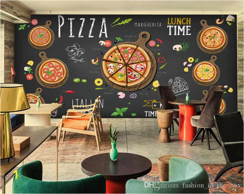 Custom 3D wallpaper for walls 3D Pizza Shop Wall Mural Coffee Bread Wallpaper Restaurant dinning Cafe