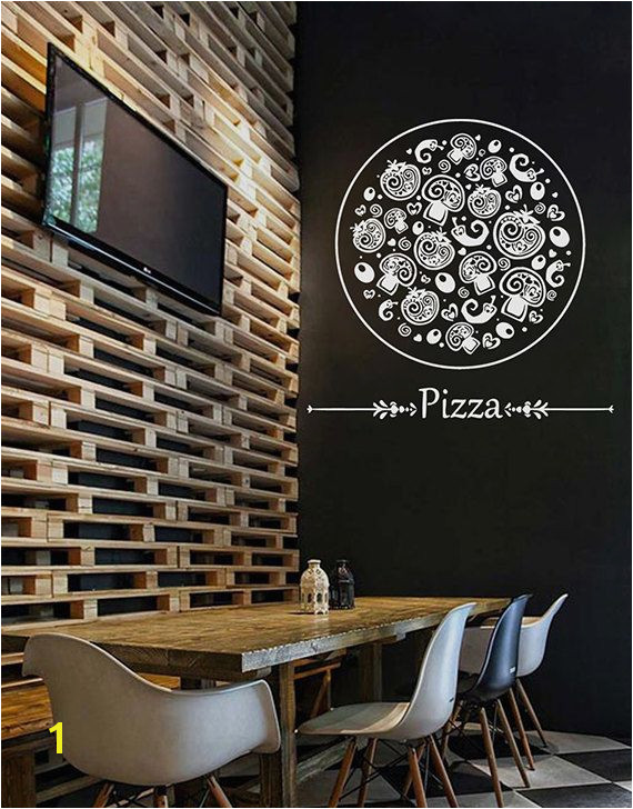 kik1068 Wall Decal Sticker Pizza mushroom Italian Restaurant Pizzeria