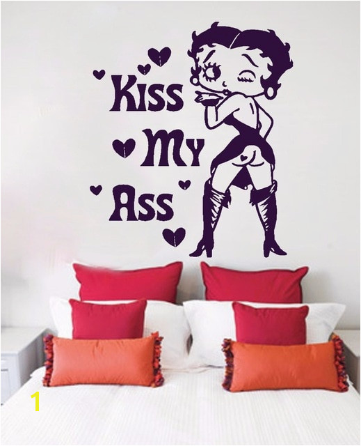 Betty Boop Kiss My Ass BEDROOM WALL MURAL ART STICKER TRANSFER VINYL CUT DECAL STENCIL HOME