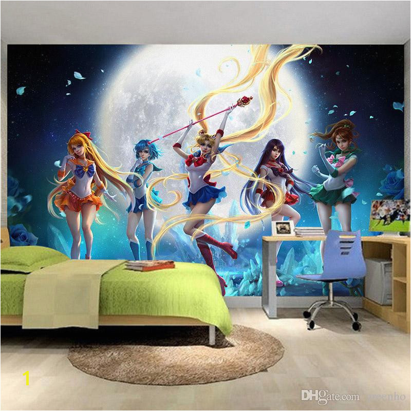 Sailor Moon Wallpaper Japanese Anime Wall Mural Custom 3D Wallpaper Girls Bedroom Hotel Wallpaper TV Background Wall Covering Decor Wallpapers Free