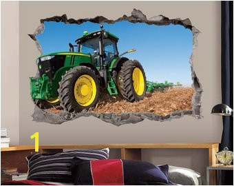 Green Tractor Wall Decal 3D Art Stickers John Deere Vinyl Wall Decor