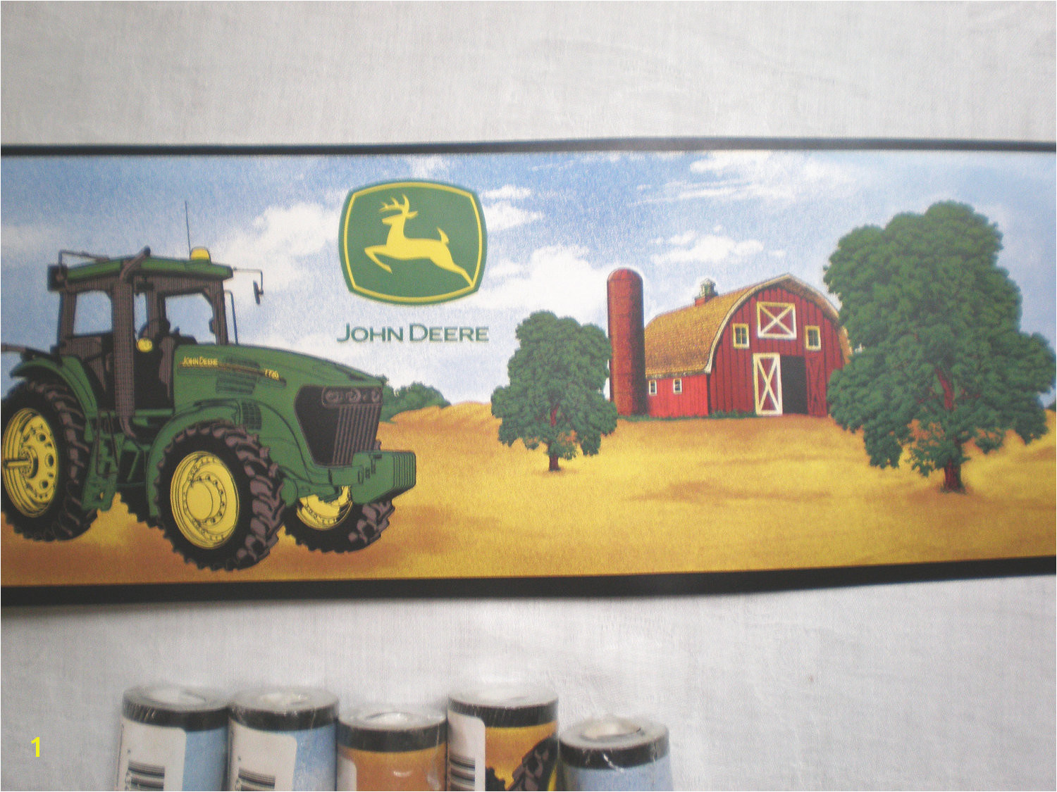 Rolls John Deere Tractor Wallpaper Border by TextilesandThings 1500x1125