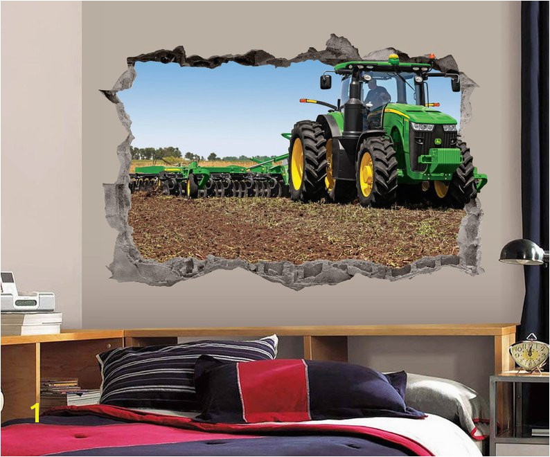 John Deere Wall Mural Tractor Wall Decal 3d Art Stickers John Deere Farm Tractor