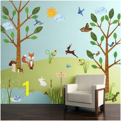 My Wonderful Walls Forest Multi Peel and Stick Removable Wall Decals Woodland Critters Theme Wall Mural 83 Piece Jumbo Set