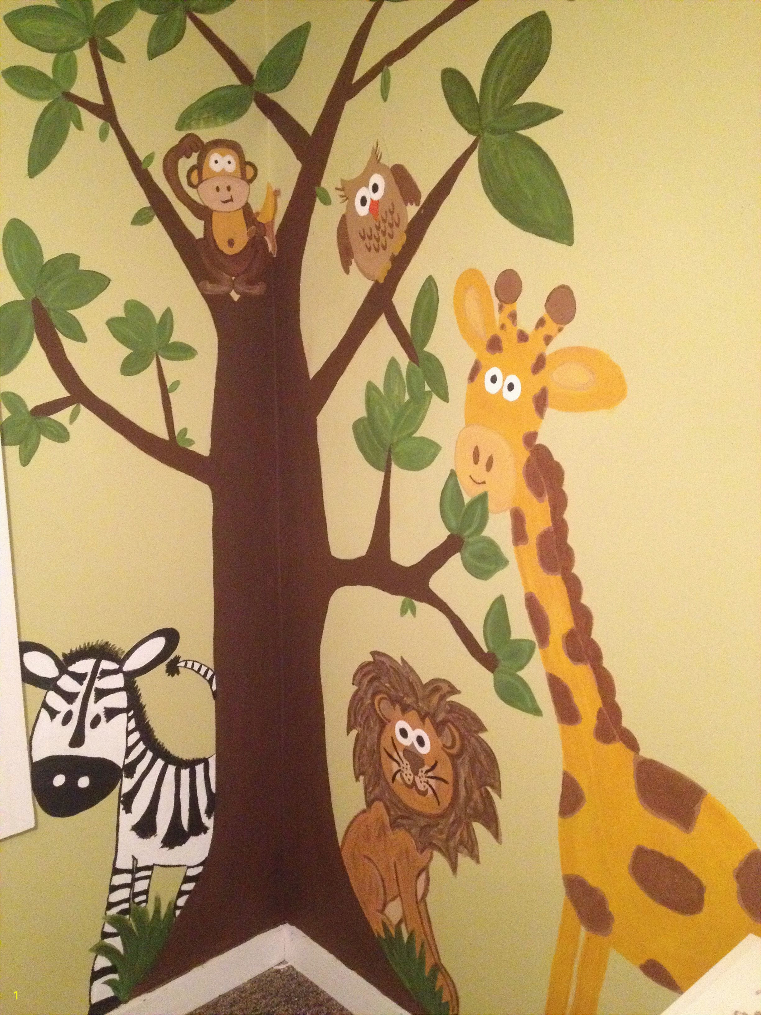 Jungle Mural for Nursery Jungle Wall Mural Hand Painted =]