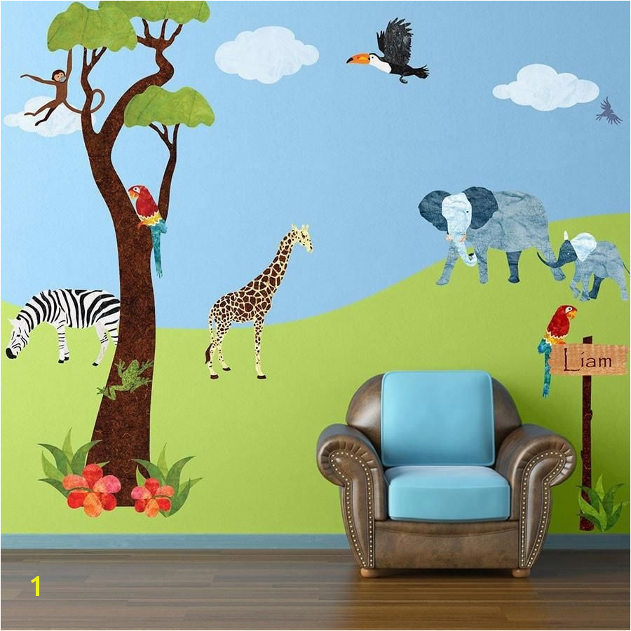45 large jungle themed fabric wall stickers make a jungle safari mural for your baby nursery or kids room in minutes repositionable and reusable layerable