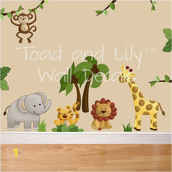 Jungle Safari Wall Murals Fabric Wall Decals Jungle Animal Safari Girls Boys Bedroom Playroom