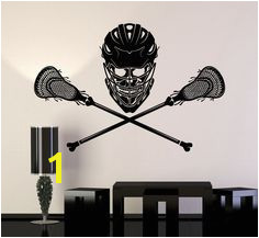 Vinyl Wall Decal Lacrosse Player Skull Sticks Helmet Stickers Murals ig4823 Sports Wall