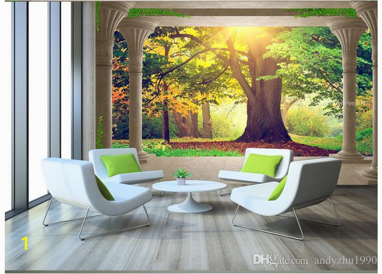 High End Custom 3d Wall Murals Wallpaper Beauty Roman Column Woods Sunny Landscape 3D Background Wall Paper Living Room Wall Decoration Buy Wallpaper Car