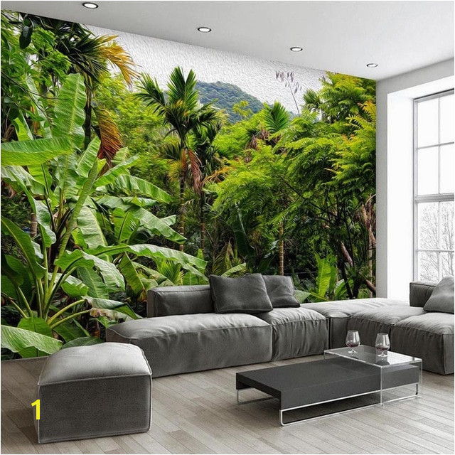 Landscape Murals Walls Wallpaper Retro Tropical Rain forest Coconut Tree 3d Wall