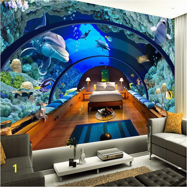 Custom 3D Poster Wallpaper Marine Museum Underwater World 3D Living Room Bedroom Backdrop Wall Mural