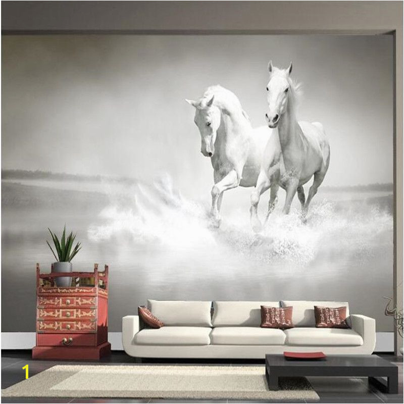 photo wallpaper Horse White Horse large mural Continental back wall sofa bedroom TV backdrop 3d mural wall paper living room Affiliate
