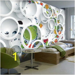 Custom Mural Wallpaper Modern Abstract Art 3D Stereoscopic White Circle Fruits Wall Painting Restaurant Kitchen Wallpaper fruit wall murals on sale