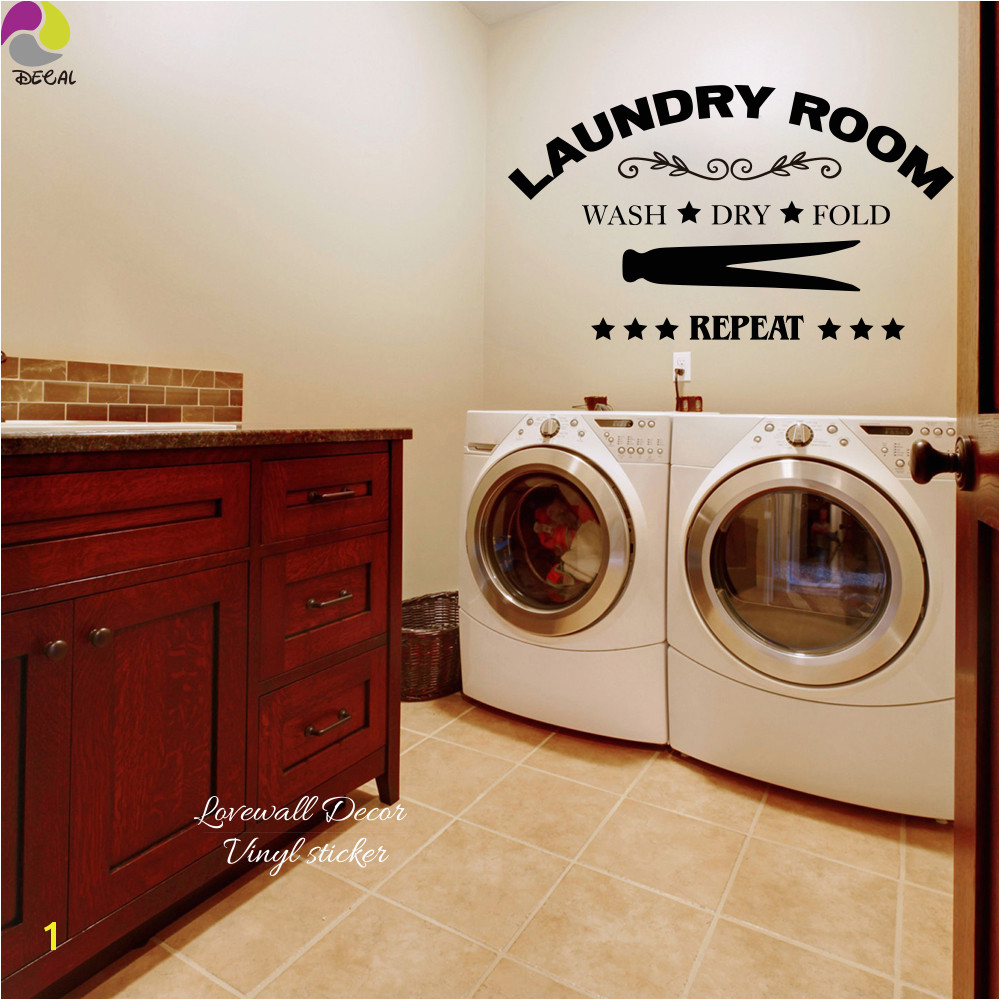 Laundry Room Wall Sticker Wash Dry Fold Repeat Laundry Room Lettering Wall Decal Laundry Room Decor Vinyl Wall Art Room Sign in Wall Stickers from Home