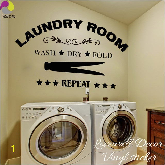 Laundry Room Wall Sticker Wash Dry Fold Repeat Laundry Room Lettering Wall Decal Laundry Room Decor Vinyl Wall Art Room Sign