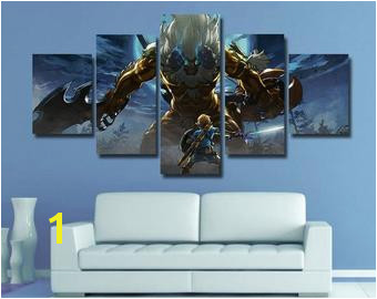 Zelda Wall art Zelda poster Breath of the wild canvas home decor 5 pieces multi panel kids room bedroom giclee framed