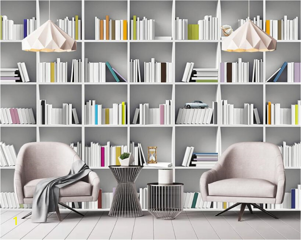 Beibehang Custom Wallpaper mural Book Library Bookcase Magazine Shelf Modern Art Wall Painting Living Room study 3d Wallpaper