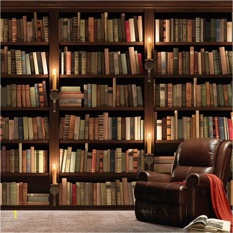 Custom European Retro Bookcase Books Bookshelf 3D Wall Mural Wallpaper Living Room Sofa Background Wallpaper Papel