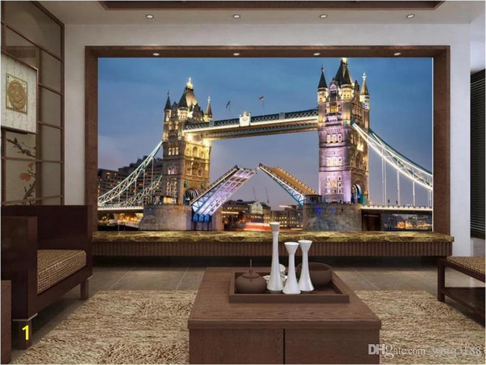 Custom Size 3D Wallpaper Livingroom Mural European Style Tower Bridge 3D Picture Mural Home Decor Creative Hotel Study Wall Paper 3 D Movie Wallpapers