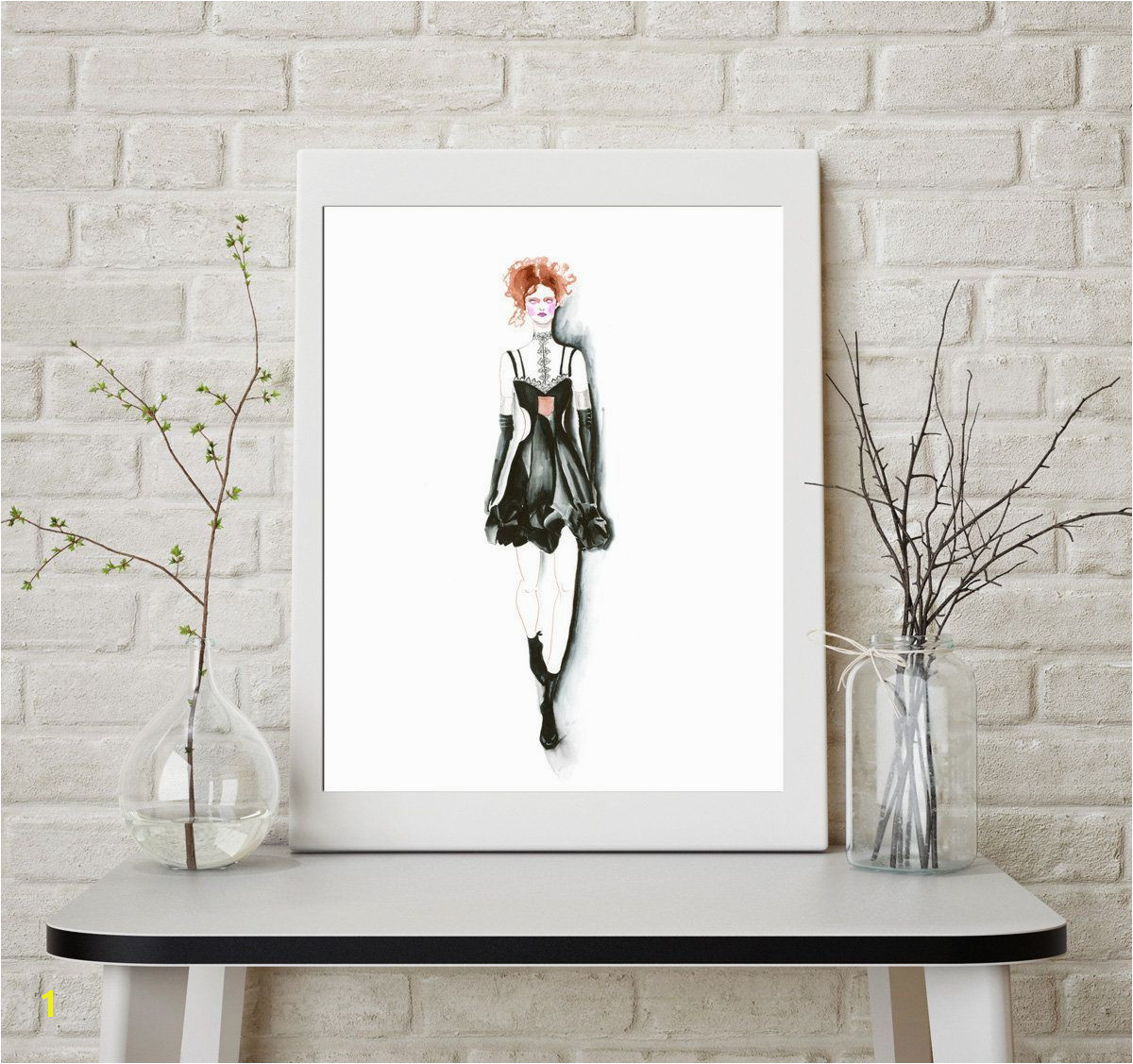 Fashion artwork sketch print art Alexander McQueen Drawing Women illustration Girly dressing room Poster wall office decor girl fashion