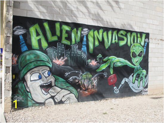 Downtown Historic District Look for the many alien themed murals