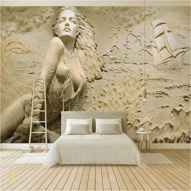 Custom Wall Mural Art Wall Painting European Style Golden 3D Stereoscopic Relief Sea Wave Sailboat Beauty Wallpaper Murals Free Desktop Wallpapers