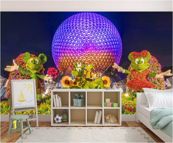 Disney World Wall Murals Spaceship Earth at Night 7