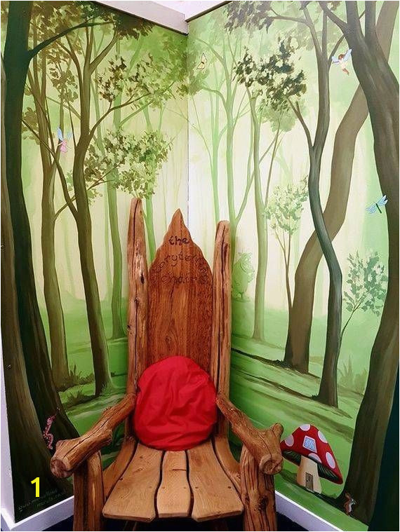 Enchanted Story Forest Mural Hand painted in Grove Park Primary Library