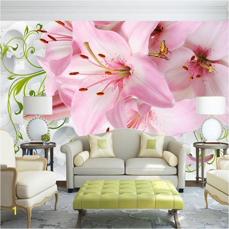 Custom Mural Wallpaper Modern 3D Non woven Soft Case Lily Flower Butterfly LivingRoom Bedroom Sofa TV Background Wallpaper line with $43 43 Piece on