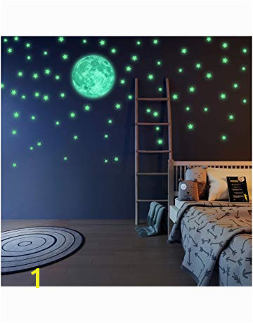 LIDERSTAR Glow in The Dark Stars and Moon Wall Stickers Beautiful Wall Decals for Bedroom