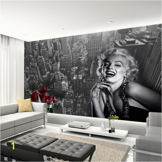 Modern Simple Black And White Building Marilyn Monroe Wallpaper Living Room Restaurant Shopping Mall Decor Mural 3D Fresco