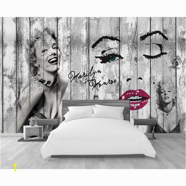 Marilyn Monroe Foto Tapeten 3D Retro Holz Wandbild Wohnzimmer Schlafzimmer Bar Wohnkultur Selbst Adhesive Vinyl