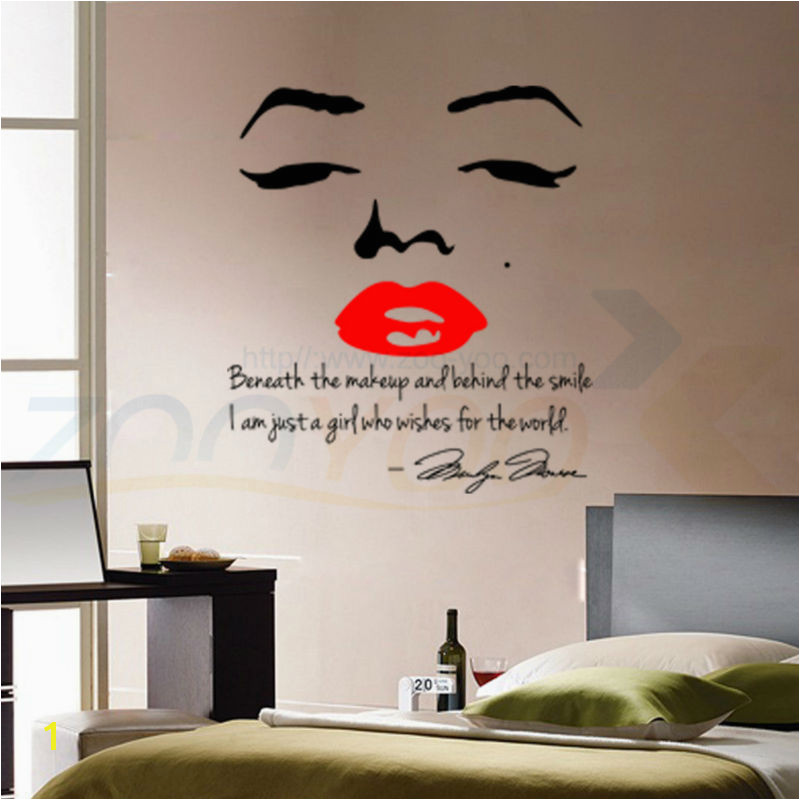 Marilyn Monroe Wall Decal Art Home Decor Quote Face Red Lips wall sticker Nice Sticker 8002 in Wall Stickers from Home & Garden on Aliexpress