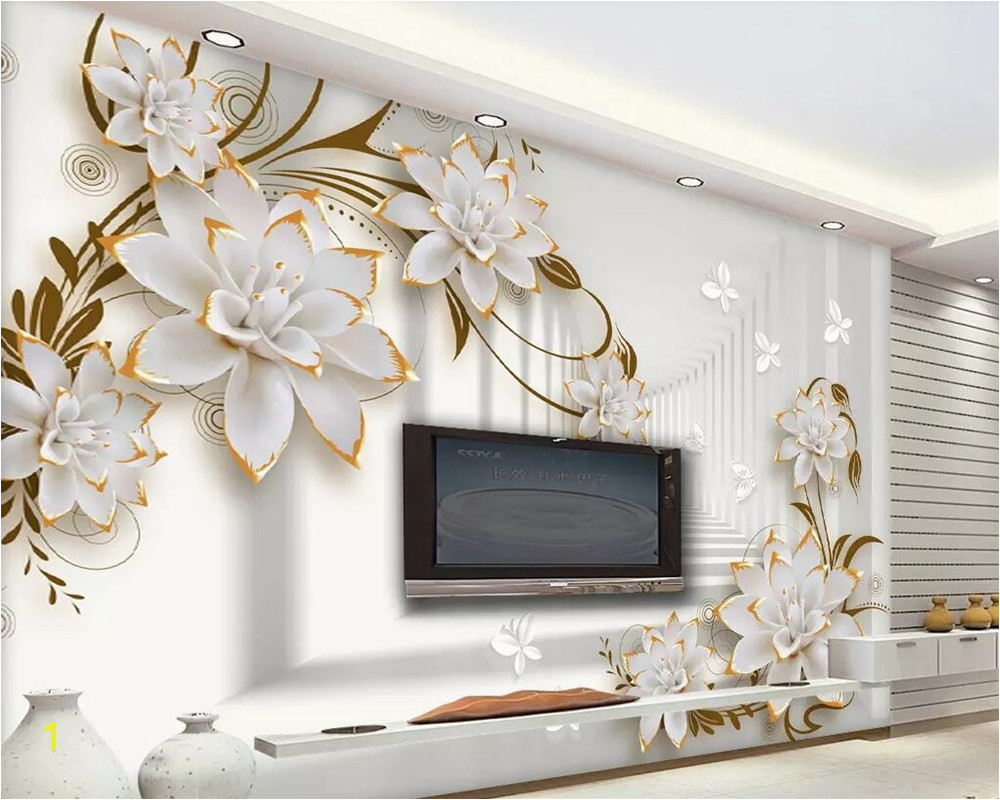 Aliexpress Buy Beibehang wallpaper murals simple 3D space embossed flowers TV background wall home decoration living room bedroom 3d wallpaper from