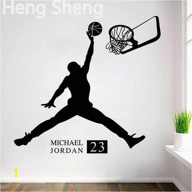 Sports Poster Basketball Wall Stickers NO 23 Michael Jordan Slam Dunk Wallpaper For Kids Room