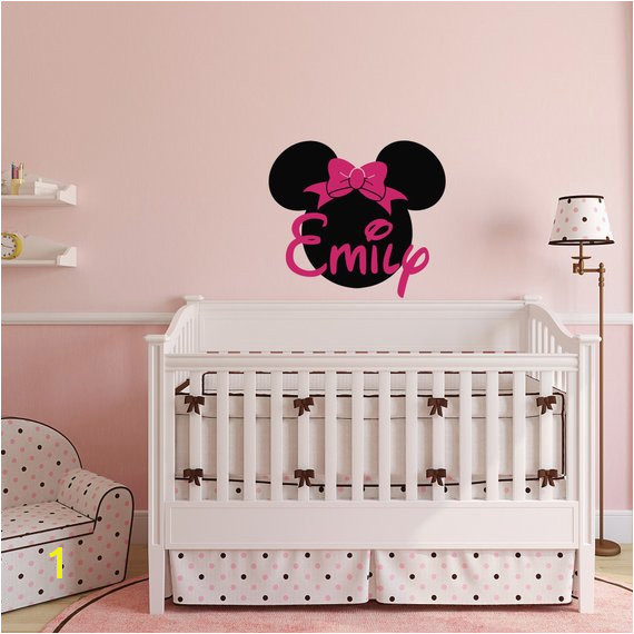 Minnie Mouse Wall Decals Girl Name Wall Decal Custom Name Wall Decals Nursery Girls Bedroom Deco