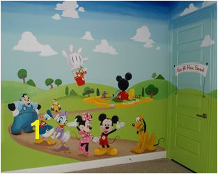 Mickey Mouse Clubhouse Mural Mickey Mouse Clubhouse Kids Play Room Mural Hand Painted