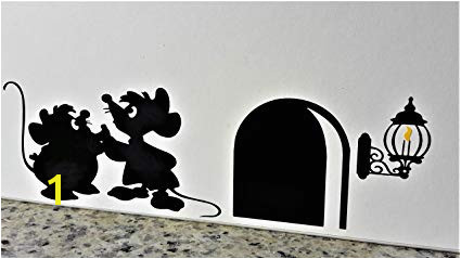 Cartoon Decal Mouse Hole Wall Sticker " Gus and Jaq the Cinderella Mice with Yellow